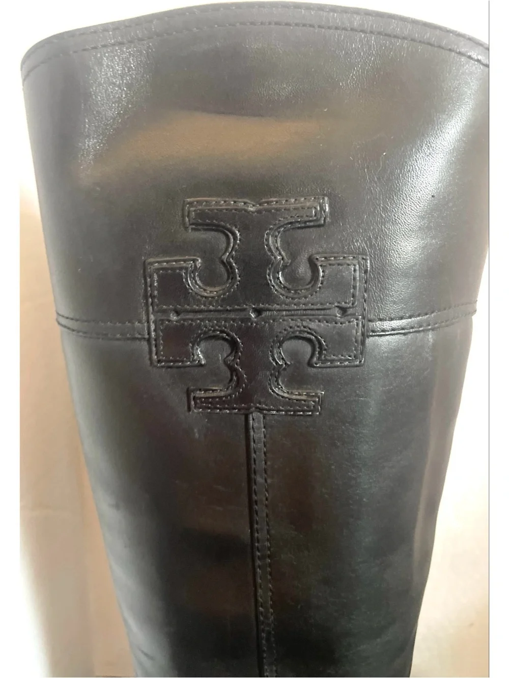 Tory Burch Black & Gold Leather Over-the-Knee Zip Riding Boots Size 9.5M